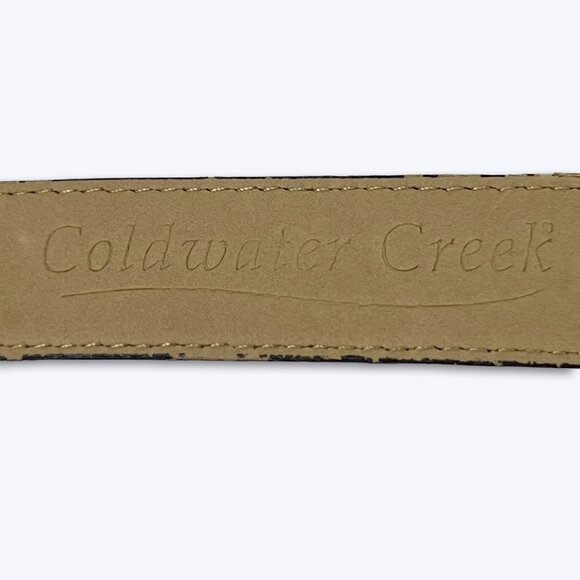 Vtg Coldwater Creek 2008 Western Belt Brown Croc Leather Silver Filigree Buckle main image 10